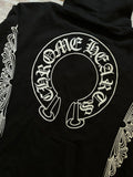 Zip Hoodie Chrome Hearts Horse Shoe Floral Black