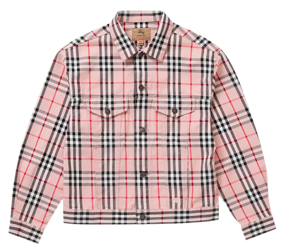 Supreme Burberry Denim Trucker Jacket Pink