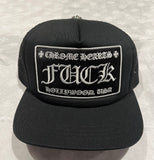 Trucker Hat Chrome Hearts FUCK Hollywood Black