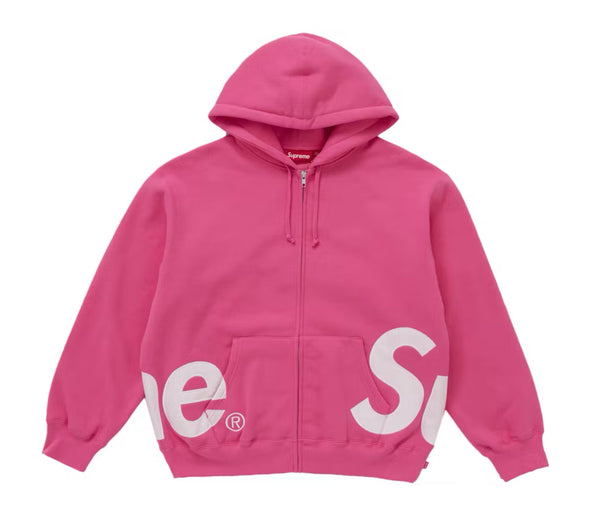 Supreme Big Logo Zip Up Hooded Sweatshirt Pink