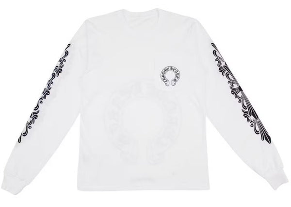 Maglietta a maniche lunghe Chrome Hearts Floral Horseshoe bianco